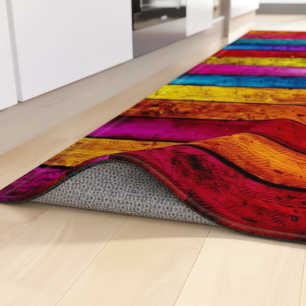Tapis Cuisine multicolore planches bois antidérapant