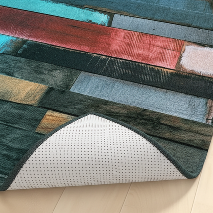 Tapis Cuisine planches bois colorées antidérapant