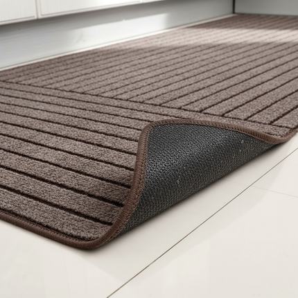 Tapis Cuisine marron rayé antidérapant