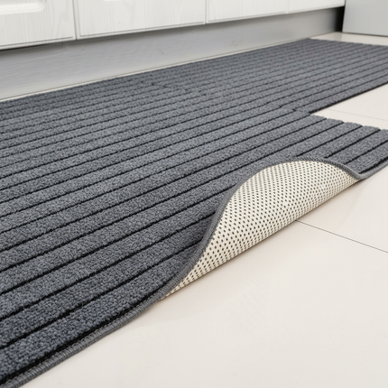 Tapis Cuisine gris rayé antidérapant