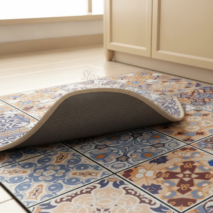 Tapis Cuisine motif carreaux antidérapant