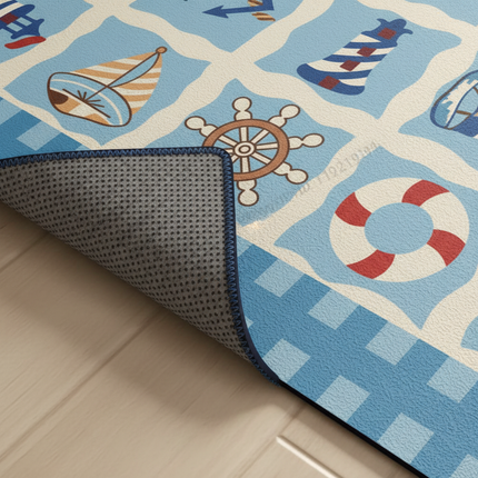 Tapis Cuisine bleu marin antidérapant