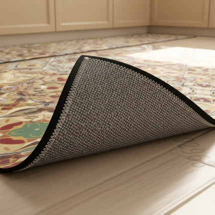 Tapis Cuisine motif carreaux multicolore antidérapant artistique