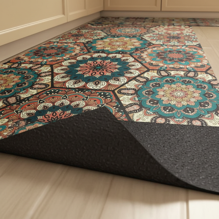 Tapis Cuisine Motif Mandala Antidérapant