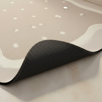 Tapis Cuisine beige à pois antidérapant