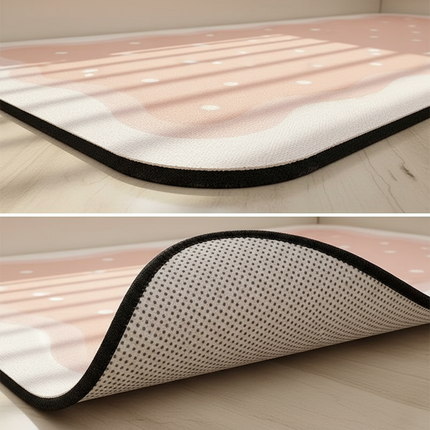 Tapis Cuisine rose ondulé antidérapant