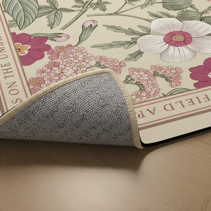 Tapis Cuisine fleuri beige antidérapant