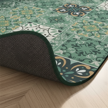 Tapis Cuisine carreaux verts antidérapant tendance