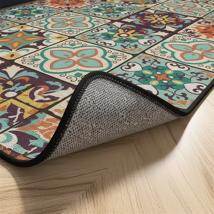 Tapis Cuisine motif carreaux multicolore antidérapant élégant