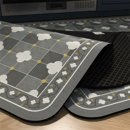Tapis Cuisine motif carreaux gris antidérapant
