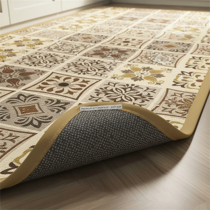 Tapis Cuisine motif carreaux antidérapant décoratif