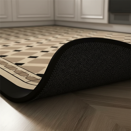 Tapis Cuisine géométrique beige antidérapant sobre