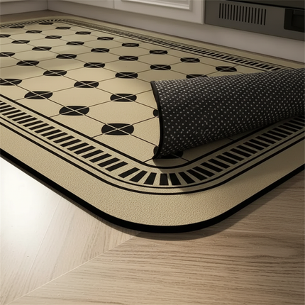 Tapis Cuisine beige motif géométrique antidérapant
