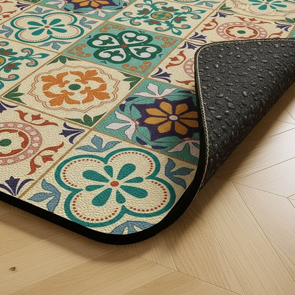 Tapis Cuisine carreaux de ciment multicolore imperméable