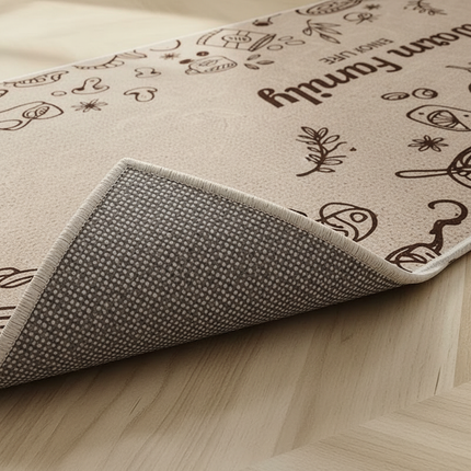 Tapis Cuisine beige motifs ludiques antidérapant