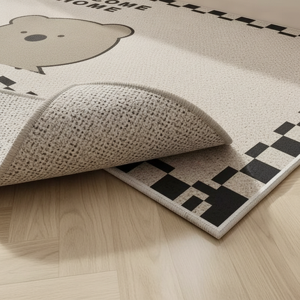 Tapis Cuisine beige motif ours antidérapant