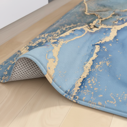 Tapis Cuisine Bleu Marbré Antidérapant