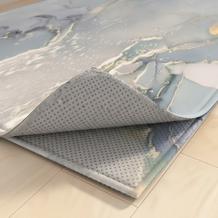 Tapis Cuisine marbré gris doré antidérapant