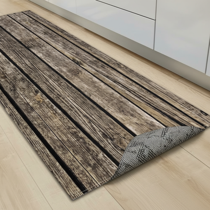 Tapis Cuisine bois rustique antidérapant