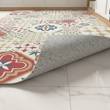 Tapis Cuisine multicolore carreaux ciment antidérapant
