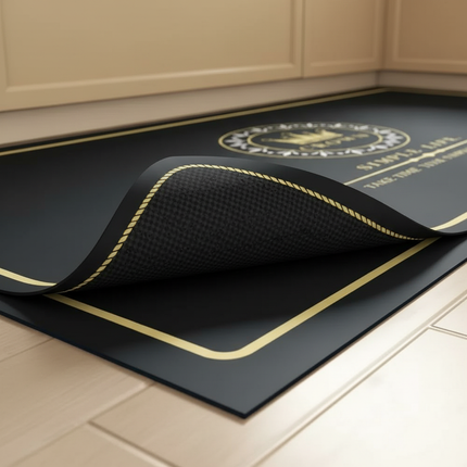 Tapis Cuisine noir or design antidérapant