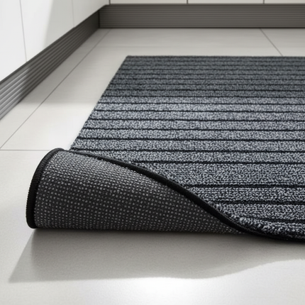 Tapis Cuisine rayé gris antidérapant élégant