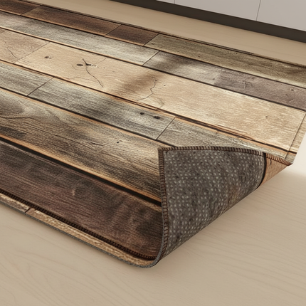 Tapis Cuisine planches bois rustique design