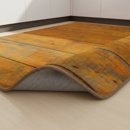 Tapis Cuisine planches bois rustique antidérapant