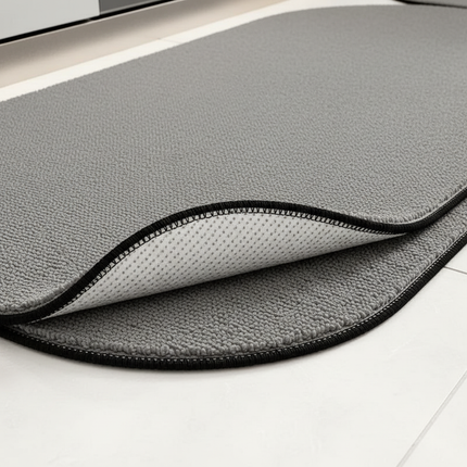 Tapis Cuisine gris ovale lavable