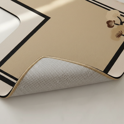 Tapis Cuisine Forme L Beige antidérapant