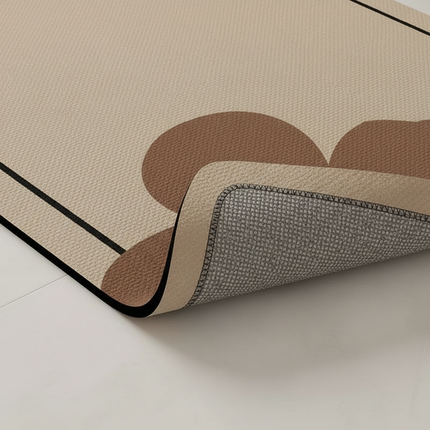 Tapis Cuisine en L beige floral antidérapant