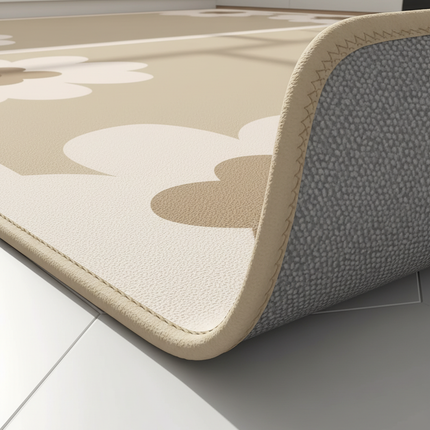 Tapis Cuisine beige motif floral antidérapant naturel