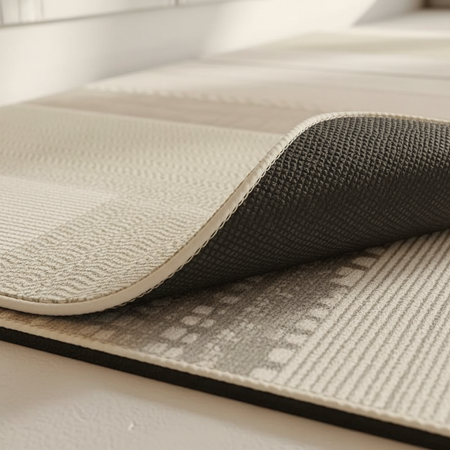 Kitchen Carpet Beige Mat Pvc Waterproof Solid Color Long Strip Rug Oil-proof Leather Foot Mats Floor Non-slip Washable - gallery 2