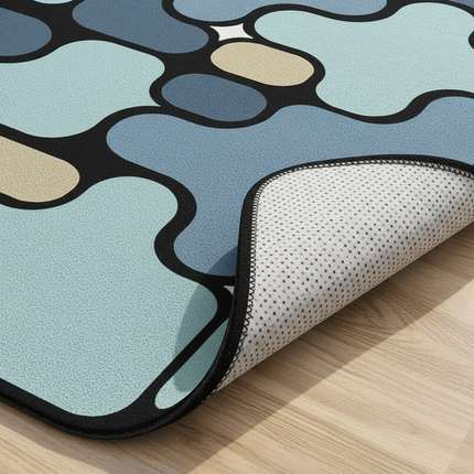 Tapis Cuisine formes irrégulières bleu absorbant