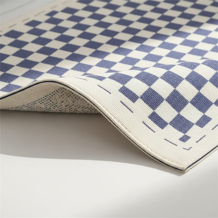 Tapis Cuisine damier bleu antidérapant