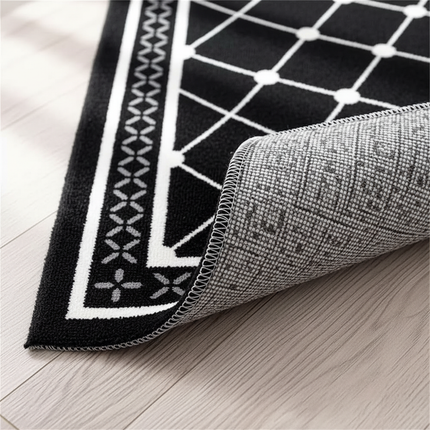 Tapis Cuisine noir géométrique antidérapant
