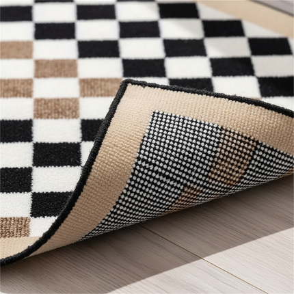 Tapis Cuisine damier noir et blanc lavable
