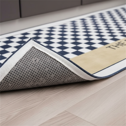 Tapis Cuisine damier beige lavable