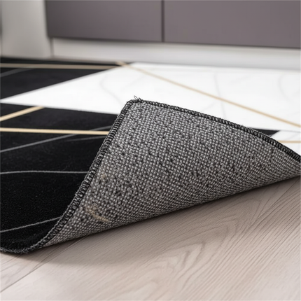 Tapis Cuisine noir blanc géométrique moderne