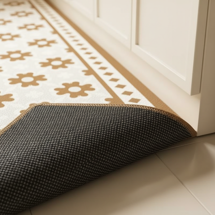 Tapis Cuisine floral beige antidérapant
