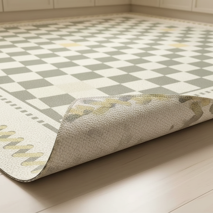 Tapis Cuisine damier vert beige antidérapant