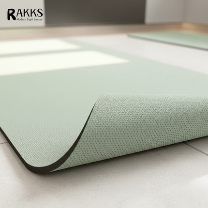 Tapis Cuisine vert uni minimaliste antidérapant