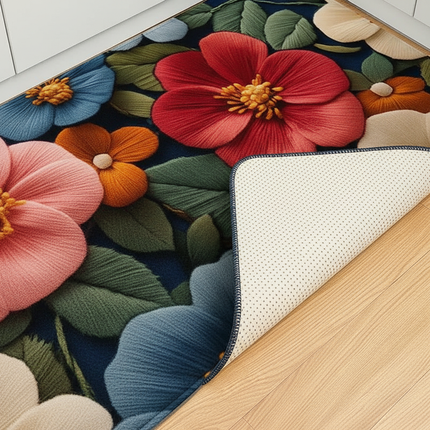 Tapis Cuisine floral coloré lavable