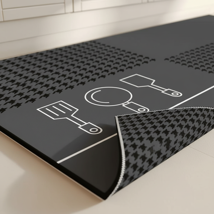 Tapis Cuisine gris anthracite motif géométrique antidérapant