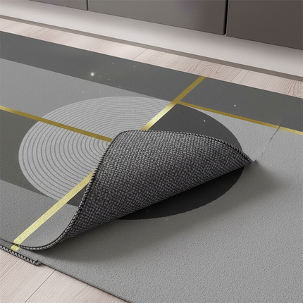 Tapis Cuisine géométrique gris doré moderne