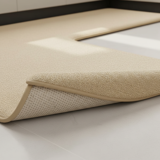 Thickened kitchen L-shaped absorbent floor mat household flannel non-slip anti-fall mat dirt-resistant oil-absorbing foot mat - gallery 2