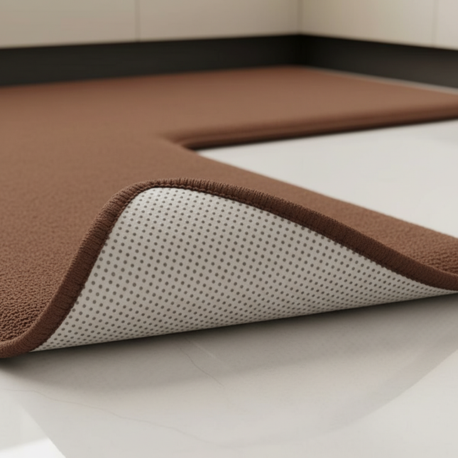 Thickened kitchen L-shaped absorbent floor mat household flannel non-slip anti-fall mat dirt-resistant oil-absorbing foot mat - gallery 2