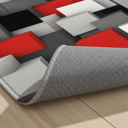 Tapis Cuisine 3D Rouge Antidérapant