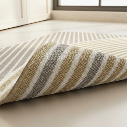 Tapis Cuisine beige gris ondulé antidérapant