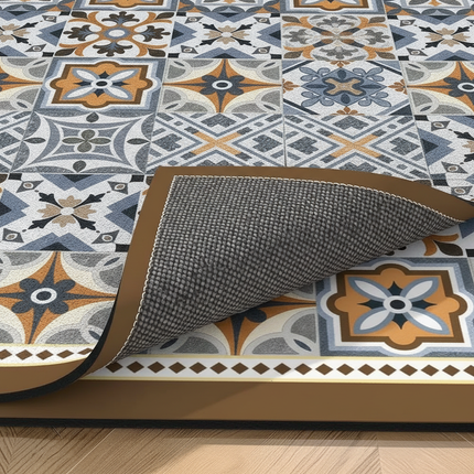 Tapis Cuisine motifs carreaux rétro antidérapant